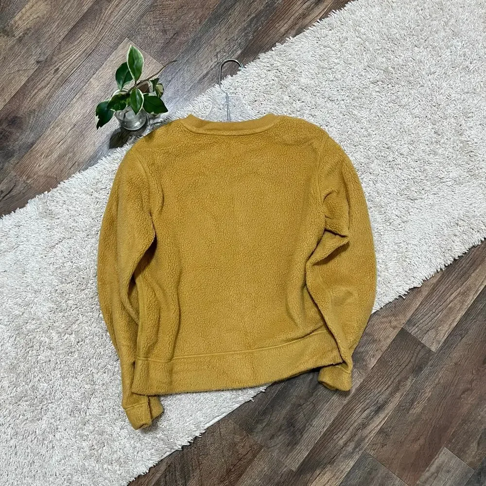Everlane Size XXS Mustard Yellow ReNew Plush Fleece Crewneck Pullover Sweatshirt